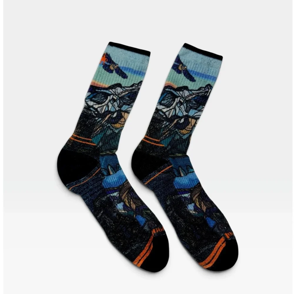 Smartwool Hike Light Cushion Crew Socks Womens L Multi Color Mountain NEW